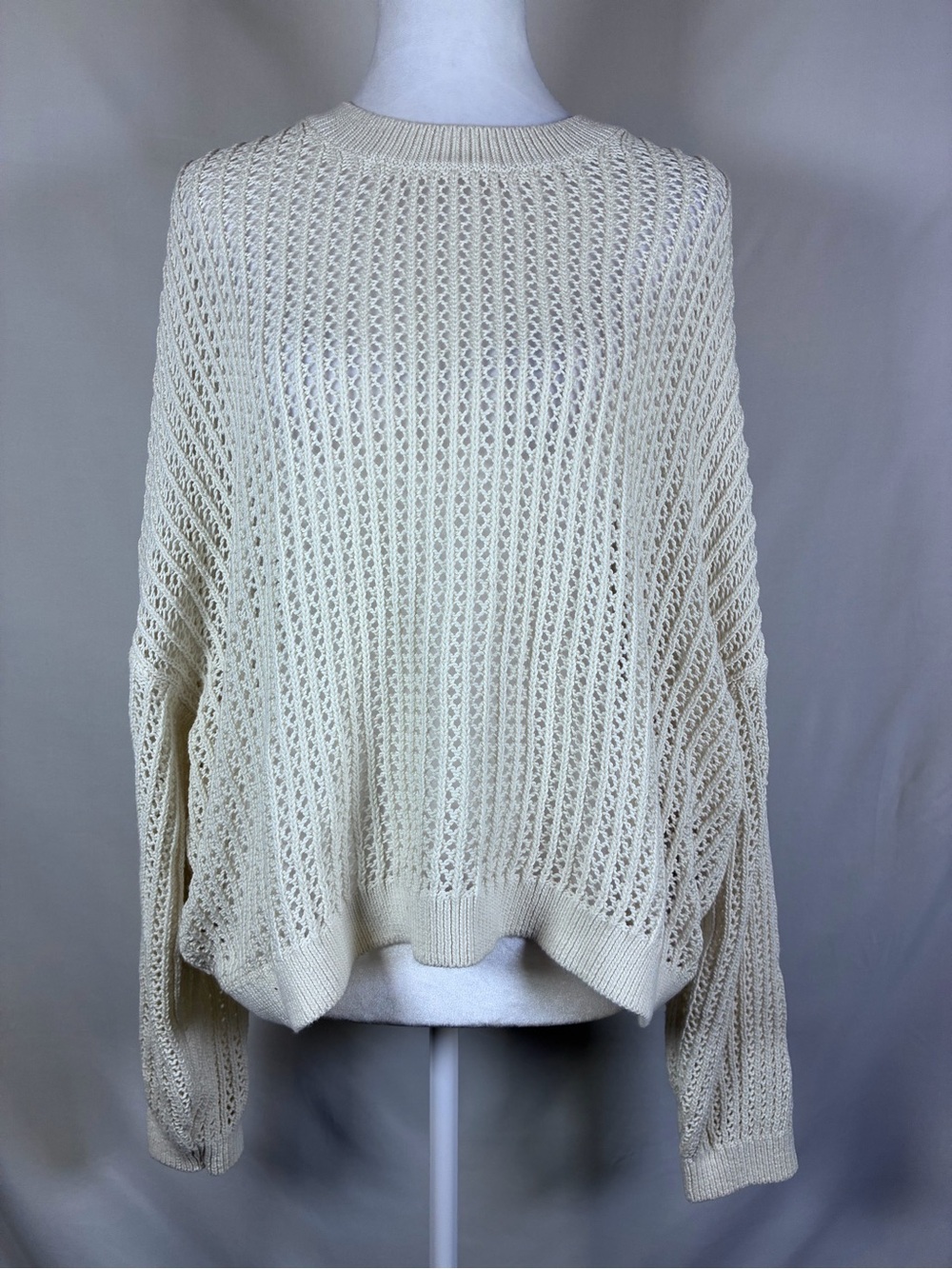 Women’s Old Navy Cream Open-Weave Crewneck Sweater Size XL